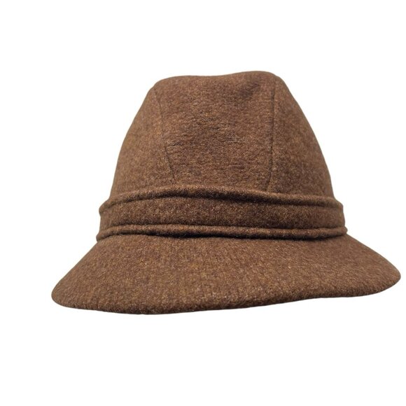 Kangol Design Tweed Wool Brown Fedora Walking Hat Cap 7 1/4 Vtg Retro England - Picture 2 of 8